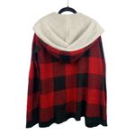 No Boundaries  Red Plaid Hooded Cardigan M With Sherpa Lining Photo 1