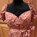Majorelle  Shiloh Puff Sleeve Waist Tie Ruffle Mini Dress Red Leopard Size‎ Large Photo 7