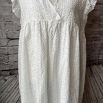 Miss Sparkling White Eyelet Dress Pullover Beach Boho Surplice V Neck Womens XL‎ Photo 0