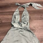 Lucy in the Sky  Satin Halter A-Line Dress in Sage Photo 6