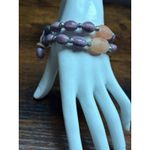 Lavender, Orange & Natural Stone Stretch Bracelet NWOT Photo 3