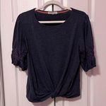 Rewind Women's Navy Top with Lace Sleeves Photo 0