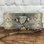 Michael Kors  Snakeskin Leather Clutch With Shoulder Strap Sand Photo 1