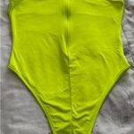 Neon Green square neck one pice back zipper Swimsuit, size M summer vacation Size M Photo 13