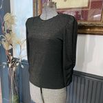Kate Spade  Black with Gold Metallic Jersey Ruched Sleeve Top - Sz S 🧡🎀 Photo 1