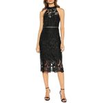 Bardot ✨ short lace high-neck Sz. 10  dress with illusion details✨ Photo 9