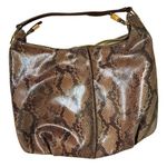 G.I.L.I. Milano Python Printed Hobo Bag Leather Shoulder Brown Zipper Strap EUC Photo 0