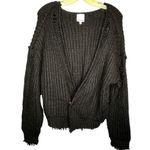 Skylar + Madison Skylar‎ + Madison Black Distressed Cardigan Sweater Photo 0