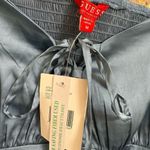 Guess  Dale Off The Shoulder Cyclone Blue Smocked Satin Top M NWT Photo 2