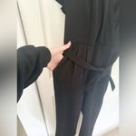 Spense Women's Ruffle Short Sleeve Black Belted Jumpsuit Size 4 Photo 4