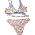 Hollister Reversible Wrap Around Bikini Set Tiny Flowers and Light Blue sz. S Photo 1