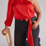 Anthropologie Mare Mare Draped Puff-Sleeve One Shoulder Blouse, Size 3X Photo 0