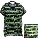 LuLaRoe  Halloween Fall Liv T-Shirt Women's 2XL Neon Green & White Bones Festive Photo 1