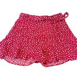 ZARA High Waisted Floral Skort with Matching Belt Red White Size XSmall Photo 6