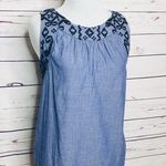 Old Navy  Embroidered Blue Chambray Denim Sleeveless Casual Top Size Medium Photo 0