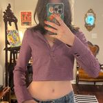 ZARA Houndstooth Pink & Black Crop Polo Long Sleeve Top Photo 1