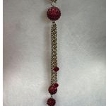 Elegant Rhinestone Crystal Clayball Long Necklace Disco Ball Boho Chic Whimsical Red Photo 4