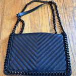 ALDO Shoulder Bag Womens Black Chevron Quilted Chain Crossbody Faux Leather Photo 0