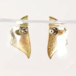 Vintage 1980s Gold Tone Metal Earrings with Cream Ivory Floral Tulip Design Photo 3