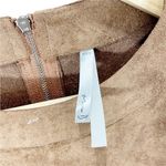 Mona B Womens Suede Brown Short Sleeve Shift Dress Zip S Photo 3