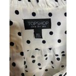 Topshop  Button Down Shirt Women 4 Polka Dot White Black Ruffle Rayon Long Sleeve Photo 3