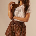 Faithfull the Brand Faithful the brand Anthropologie Eva brown floral shorts paper bag style size 2 Photo 0