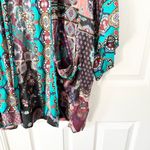 Tolani Dark Paisley Boho Modal Open Mid Length Kimono Jacket Cover Up OS Blue Size undefined Photo 6