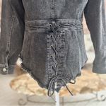 Venus  Jacket Top Denim Lace up Back Grey Fray Hem Distressed Asymmetrical 10/12 Photo 9