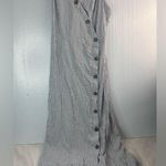 a.n.a  L Sleeveless Striped Button Down Midi Dress Gray n White Photo 0