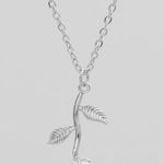 Urban Outfitters Silver Rose Stem Pendant Necklace 🥀 Photo 2