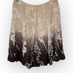 Linda Allard Ellen Tracy Earthy Botanical Silk Skirt Romantic Neutral Size 4 Brown Photo 0