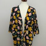 LuLaRoe Kimono Cardigan Floral Bold Lightweight Blue Pink Mustard Yellow Green Photo 1