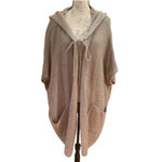VELVET By Graham & Spencer women's hoodie long open front cardigan wool blend S Tan Photo 3
