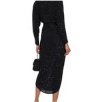 Retrofete Black Sequin Jasmine Wrap Midi Dress NWT Size Small Photo 1