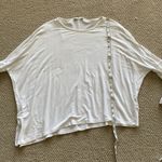 ZARA NEW Asymmetrical Hem Slouchy White Crewneck Blouse Small Soft Stretch EUC Photo 5
