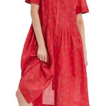 Free People NWT Women’s Bella Mae Boho Red Floral Midi Shirt Dress Photo 0
