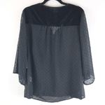 Style & Co  Womens Top Blouse Sheer Overlay Swiss Dot V Neck Floral Black 1X Photo 1