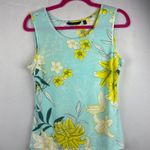 Iman Womens Sleeveless Floral Tank Top Size S Light Blue & Yellow Polyester/Span Photo 1
