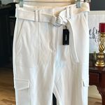 EXPRESS  White Belted Dress Pants Cargo New Ankle Super High Rise Photo 2