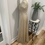 Vintage Jim Hjelm Champaign Long Satin and Lace Occasions Dress Gown Wedding Tan Size 6 Photo 6