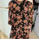Julia Jordan  Floral Print Shift Dress Puff Sheer Sleeves Ruffle Hem NWOT Size 4 Photo 5
