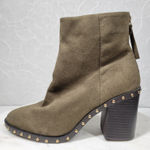 Forever 21 Suede Boots Womens 7 Green Leather Gold Rivets Block Heel Zipper New Photo 0