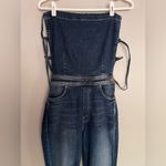 RARE Mother The Tie Back Hustler Ankle Fray Jumpsuit Pardon My French Size 26 Blue Photo 5
