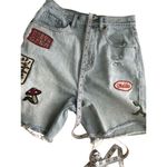 PacSun Shorts Womens 27 Blue Denim Patches Cutoff Distressed Dad Short High Rise Photo 2