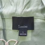 Lumière New V-Neck Hooded Top Drawstring Hem Woven Hoodie Sage Photo 11