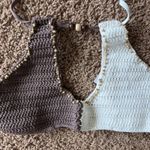 JMP The Label Coco Brown Contrast Cali Crochet Bikini Swim Top Medium NEW NWT Photo 2