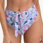 Splendid  Floral Flurry Tie-Front Bikini Bottom High Leg Pant Sz M NWT Blue Pink Photo 0