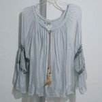 Baby blue western blouse silk rayon bell sleeves Photo 0