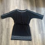 White House | Black Market Black Dress Blouson Split Sleeve with Embellished Trim Photo 1