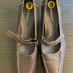 Aerosoles Brown Leather Mary Jane Heels Size 9M Square Toe Pumps Photo 0